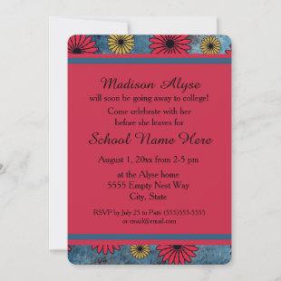 Blue Denim and Floral "Off To College" Invite