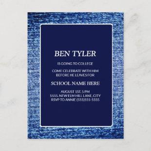 Blue Denim-Look Going Away to College Card
