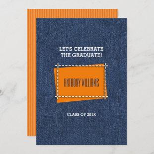 Blue Denim Pattern Custom Graduation Party  Invitation