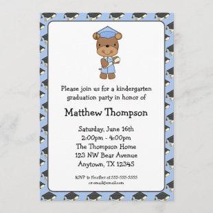 Blue Diploma Bear Boy Graduation Invitation
