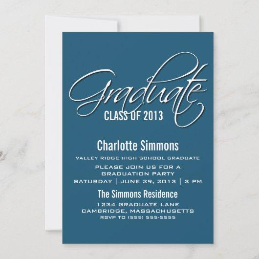 Blue Elegant Script Graduation Invite