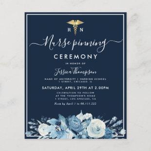 blue floral Nurse pinning ceremony Invitation