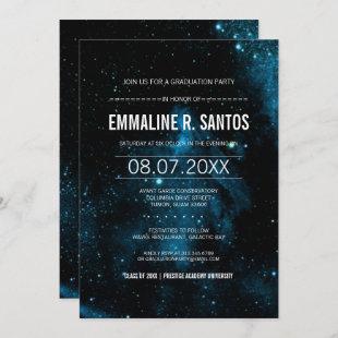Blue Galaxy Graduation Party Invite
