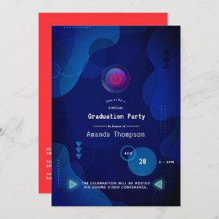 Blue Geometric Virtual Graduation Party Invitation