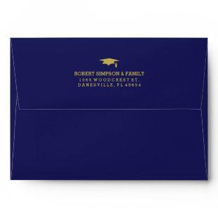 Blue & Gold 5x7 Graduation Invite Envelope