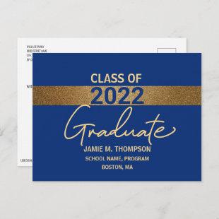 Blue Gold Class of 2022 Graduation announcement  Postcard