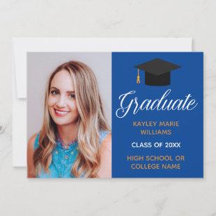 Blue Gold Graduation Photo 2022 Classic Graduate Announcement