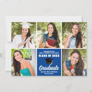 Blue Graduate Photo Collage Custom 2024 Graduation Announcement
