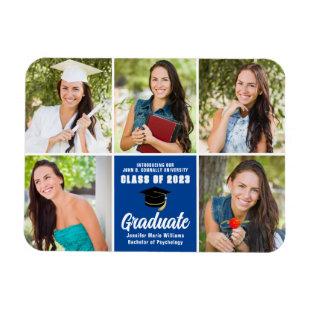 Blue Graduate Photo Collage Custom 2024 Graduation Magnet