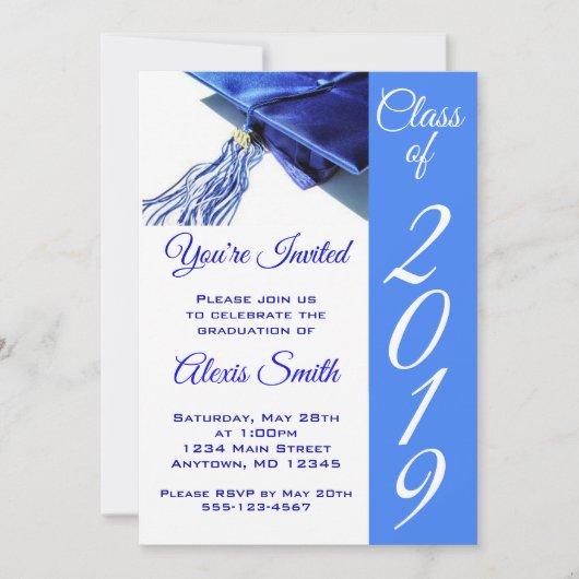 Blue Graduation Cap and Tassel Invitation