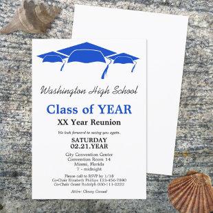 Blue Graduation Caps Class Reunion Template