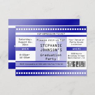 Blue Graduation or Party Admission Ticket Invitation