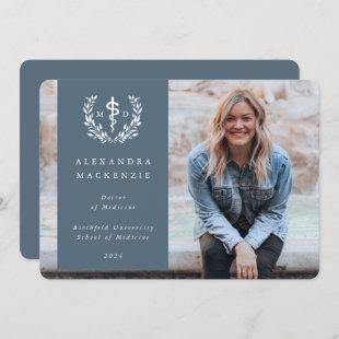 Blue-Gray/White MD Asclepius Graduation Photo Announcement