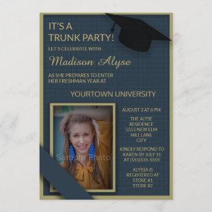 Blue Green College Dorm Shower Trunk Party Photo Invitation
