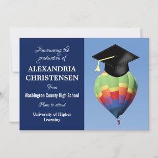Blue Hot Air Balloon Cap Graduation Announcement