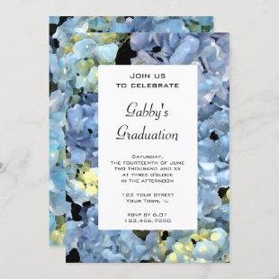 Blue Hydrangea Flowers Graduation Party Invitation