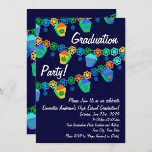 Blue Lanterns Luau Graduation Party Invitation