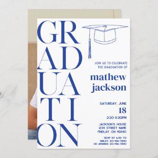 Blue Minimalist '24 Graduation Party Personalize Invitation