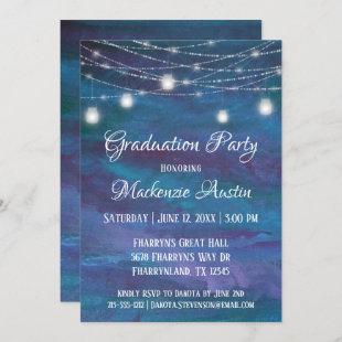 Blue-Ombre Graduation | Turquoise Violet Purple Invitation