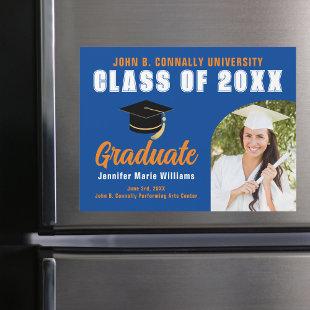 Blue Orange Graduate Photo 2024 Graduation Magnet