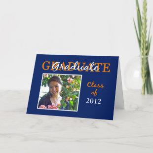 Blue/Orange Graduation Party Invitation/Photo Card