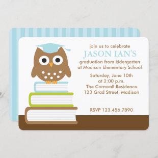 Blue Owl Boys Graduation Party Invitation
