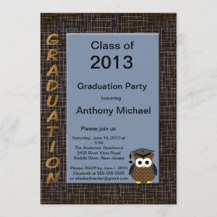 Blue Owl Graduation Invitation