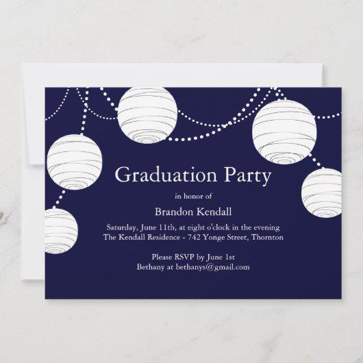 Blue Party Lantern Graduation Invitation