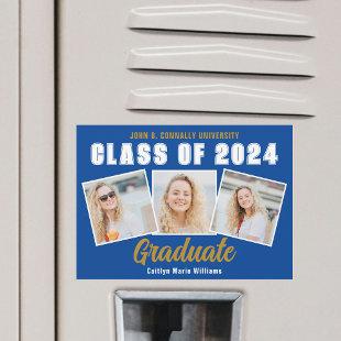 Blue Photo Collage Class of 2024 Graduation Magnet