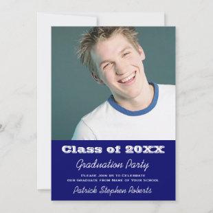 Blue Photo Graduation Invite for Son