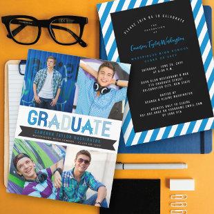 Blue Ribbon Graduate Photo Graduation Party Invitation
