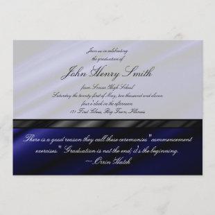 Blue Silk Graduation Invitation/Announcement Invitation