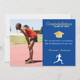 Blue Track runner class of 2022 graduation  Announcement
