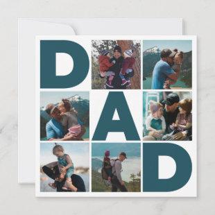 Blue & White 6 Photo Collage Father's Day Dad Holiday Card