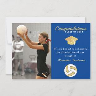 Blue White and Golden Volleyball graduation  Announcement