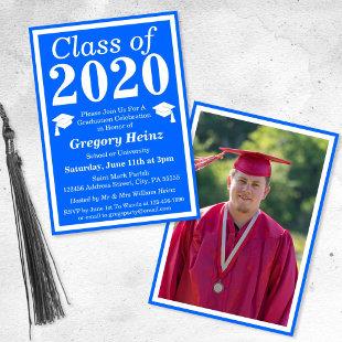 Blue White Class of 2024 Graduation Photo Invitation