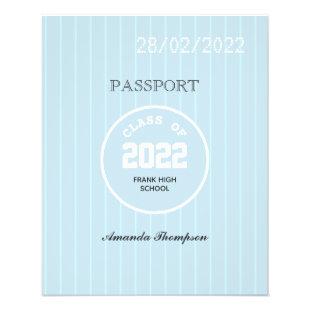 Blue & White Graduation Passport Photo Invitation Flyer