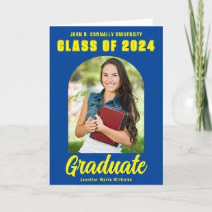 Blue Yellow Graduate Photo Arch Bold Graduation Announcement