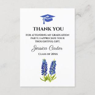 Bluebonnets Floral Graduation Thank you  Enclosure Card