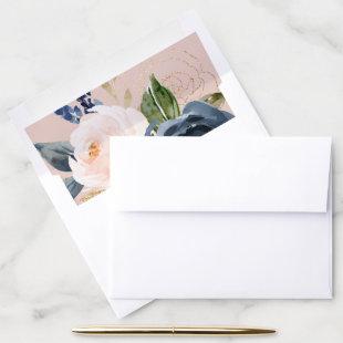 Blush and Navy Flowers | Pink Wedding Envelope Liner