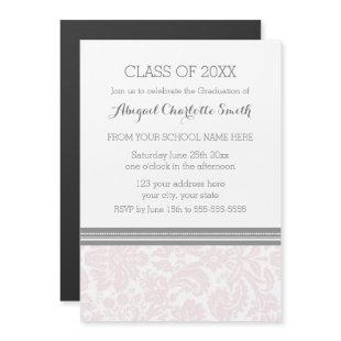 Blush Grey Damask Graduation Party Magnetic Card