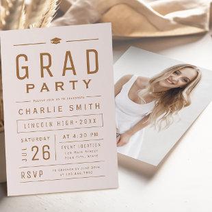 Blush Modern Simple Typography Graduation Party Invitation