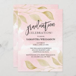 Blush Pink and Gold Graduation Party Invitations