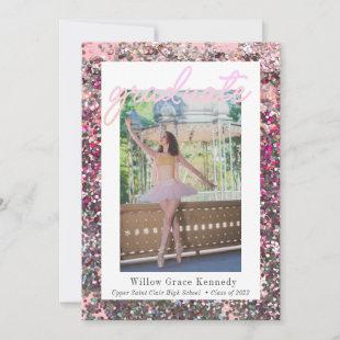 Blush Pink and Silver 2 Photo Glam Graduation Announcement