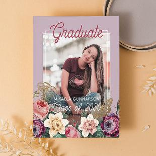 Blush Pink Floral Boho Graduation Announcement Postcard