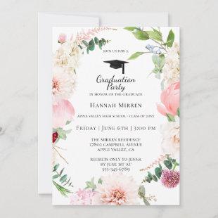 Blush Pink Floral Graduation Party Invitation
