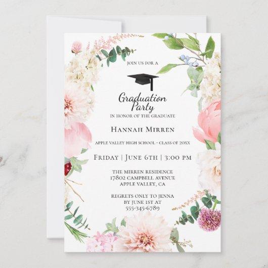 Blush Pink Floral Graduation Party Invitation