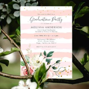 Blush Pink Floral Nurse Elegant Graduation Party  Invitation
