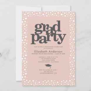 Blush pink grad party bold modern typography chic invitation