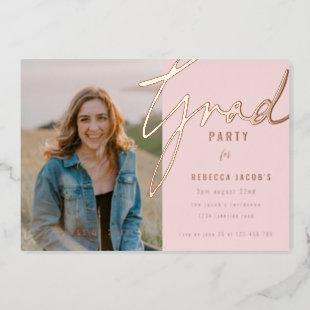 Blush Pink Photo Grad Party Foil Invitation